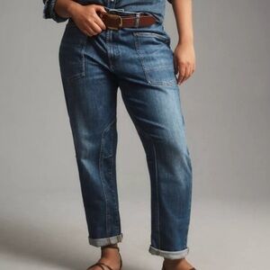 Pilcro Anthropologie The Wanderer Relaxed Leg Straight Jeans Medium Wash 27